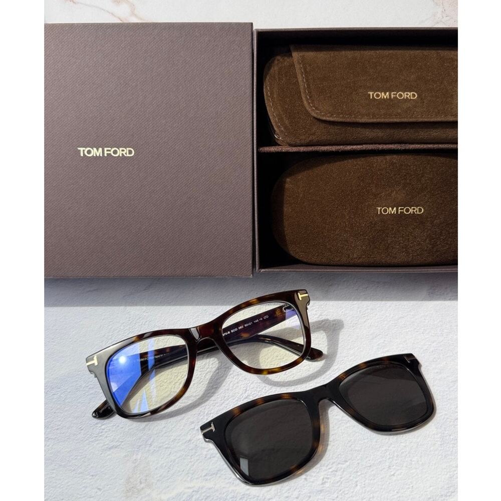 NEW Tom Ford FT5970-B Clip On Bluelight Frames Havana Brown